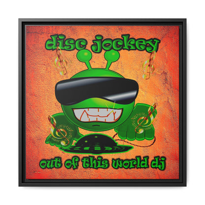 disc jockey - framed canvas art (burnt orange)
