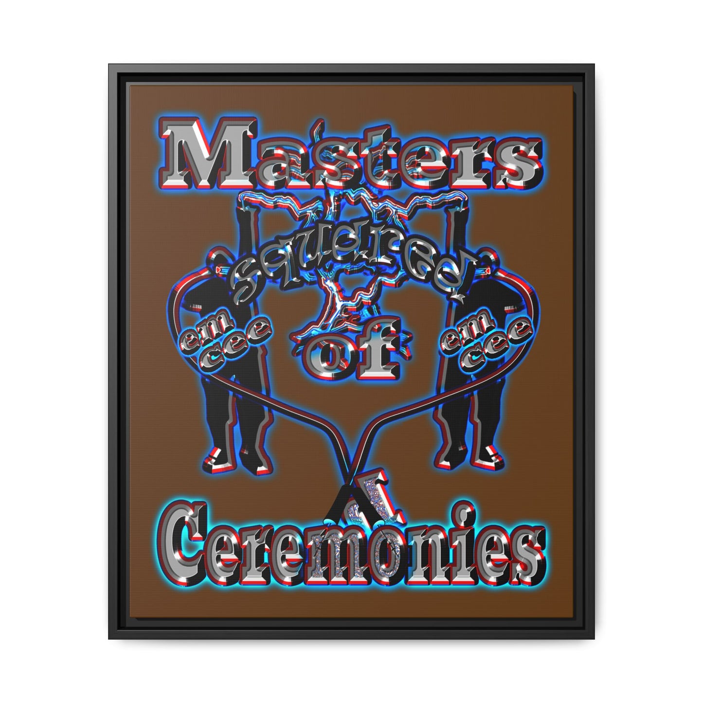em cee squared - framed canvas art (brown)
