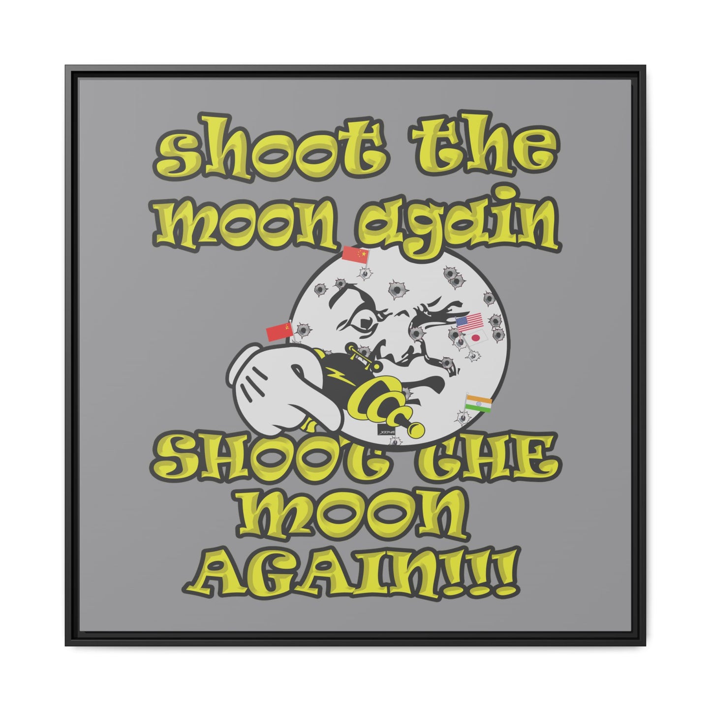 shoot the moon again - framed canvas art (grey)