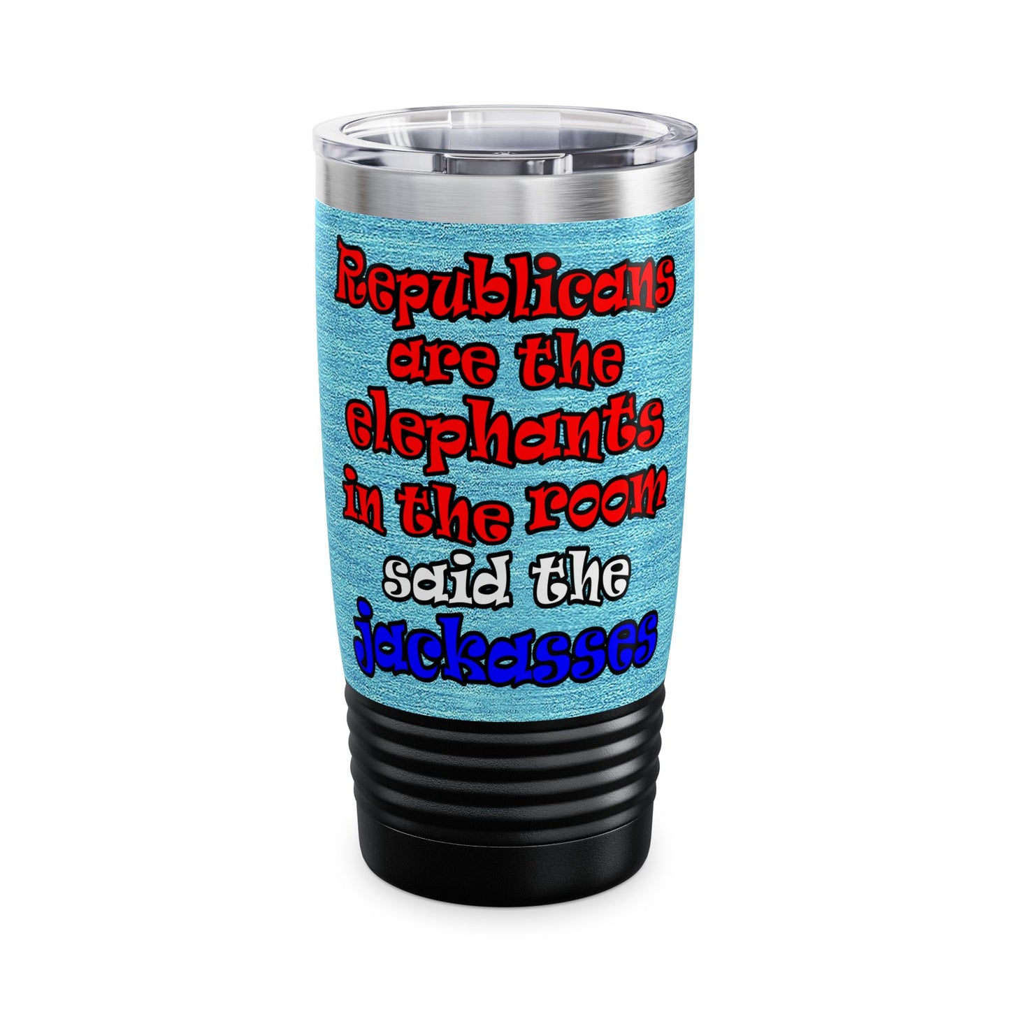 donkeys and elephants - Ringneck Tumbler, 20oz (faded blue)