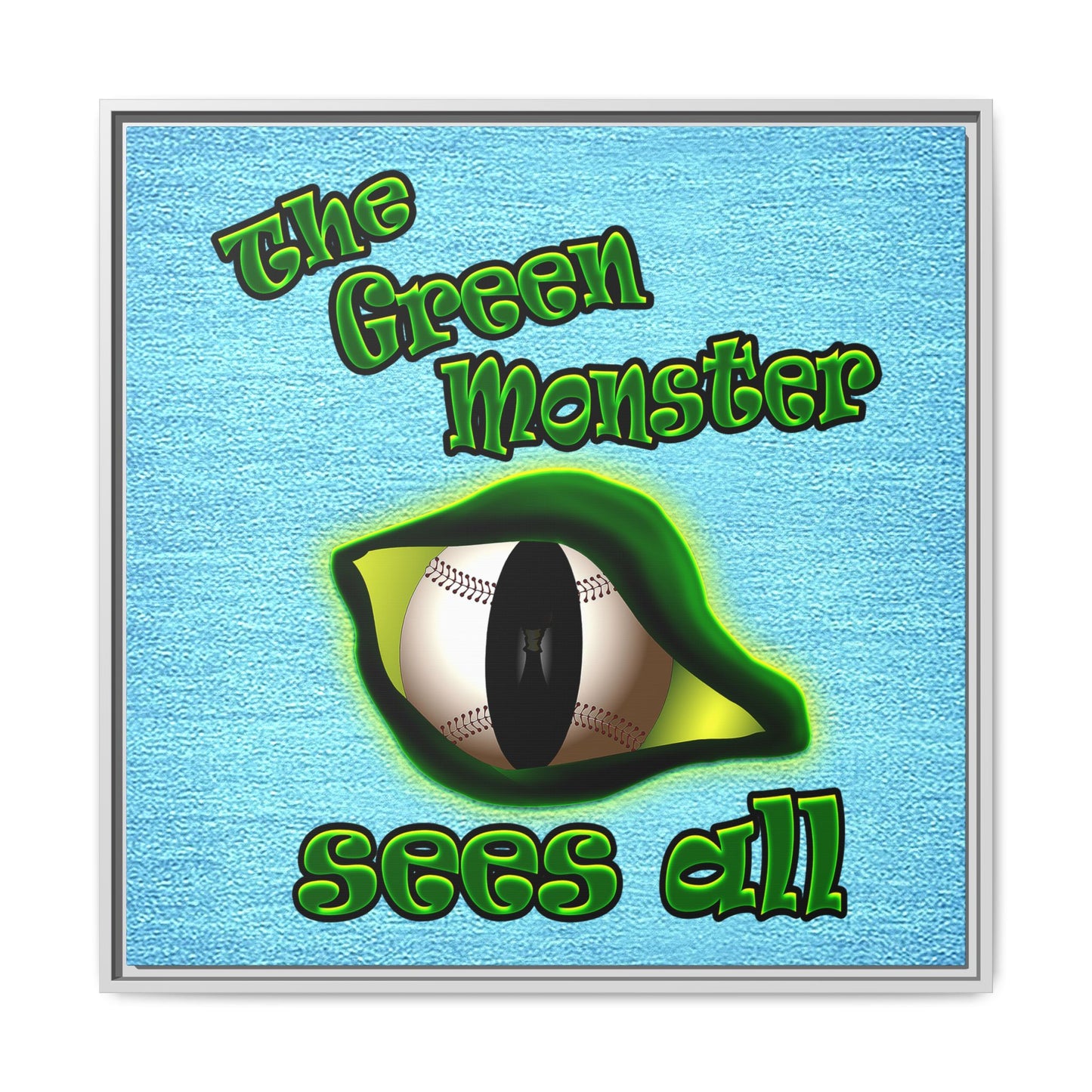 green monster - framed canvas art (faded blue)