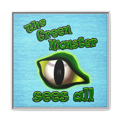 green monster - framed canvas art (faded blue)