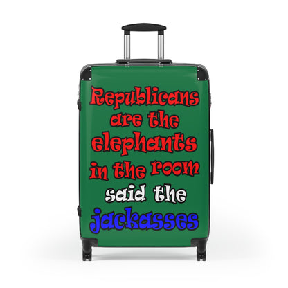 donkeys and elephants - Suitcase (dark green)