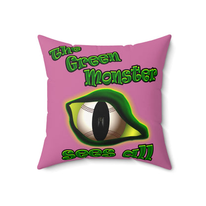 green monster - Faux Suede Square Pillow - (light pink)