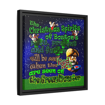 christmas spirits of boston - framed canvas art ('snoops' background)
