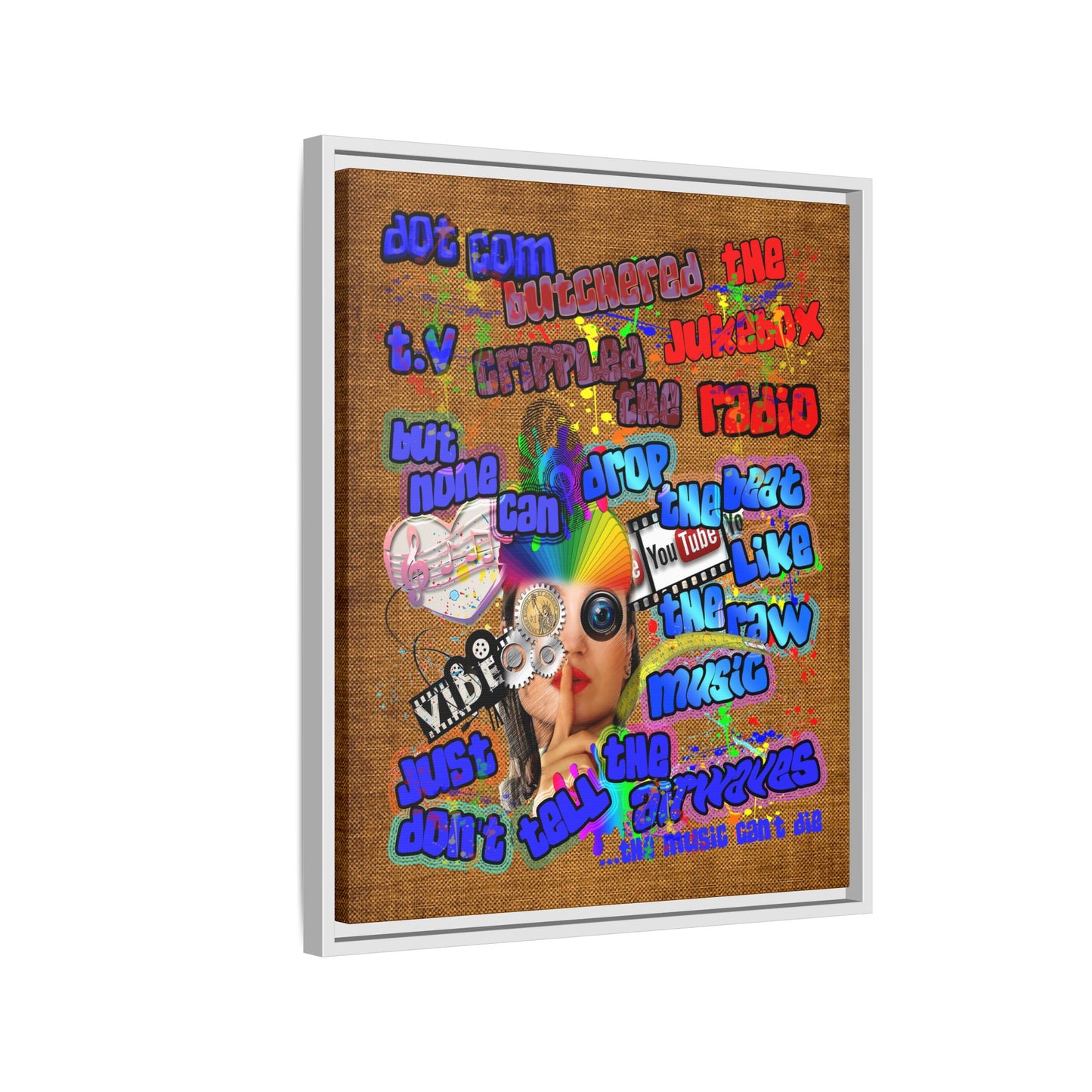 drop the beat - framed canvas art (brown papyrus)