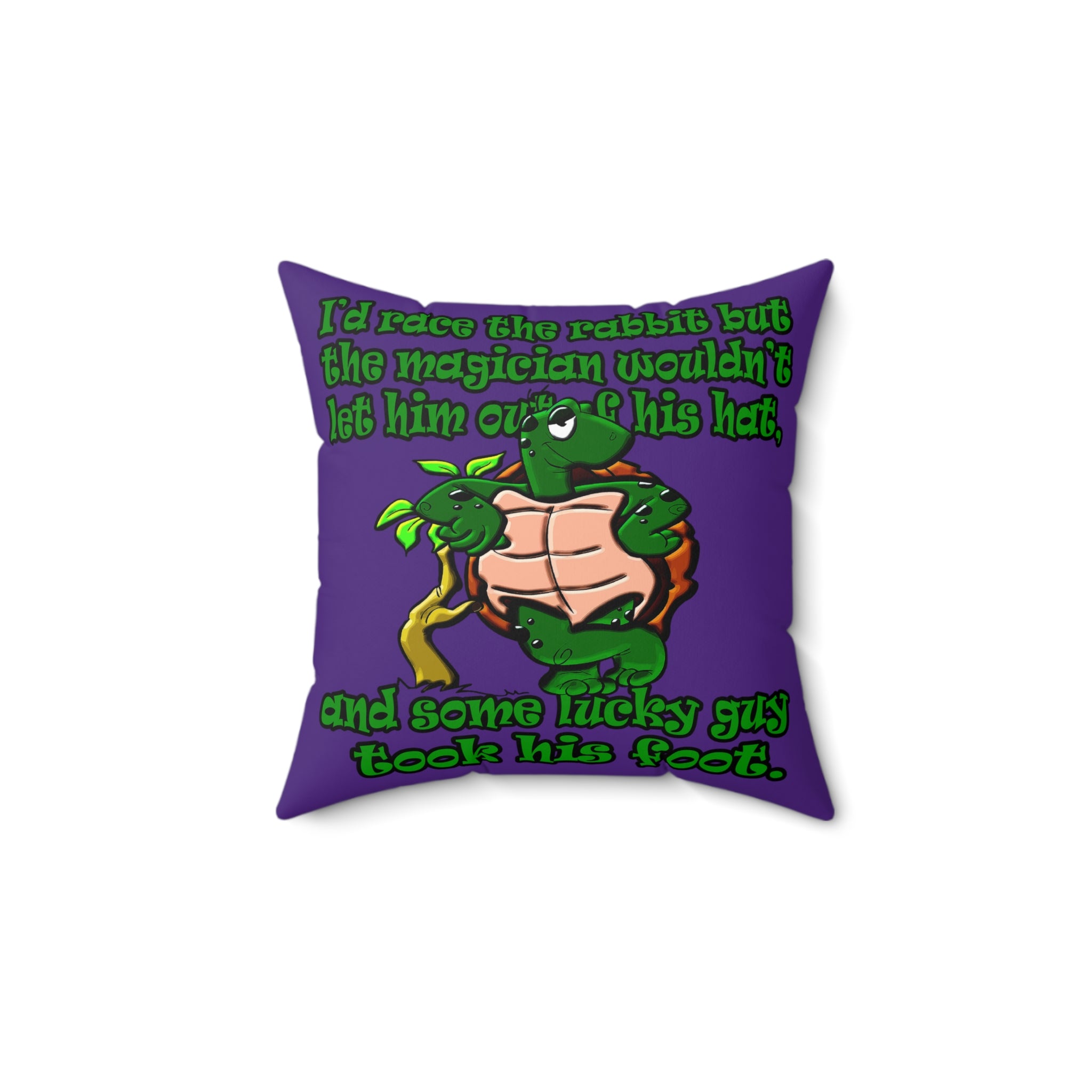 turtle race - Spun Polyester Square Pillow - (purple)
