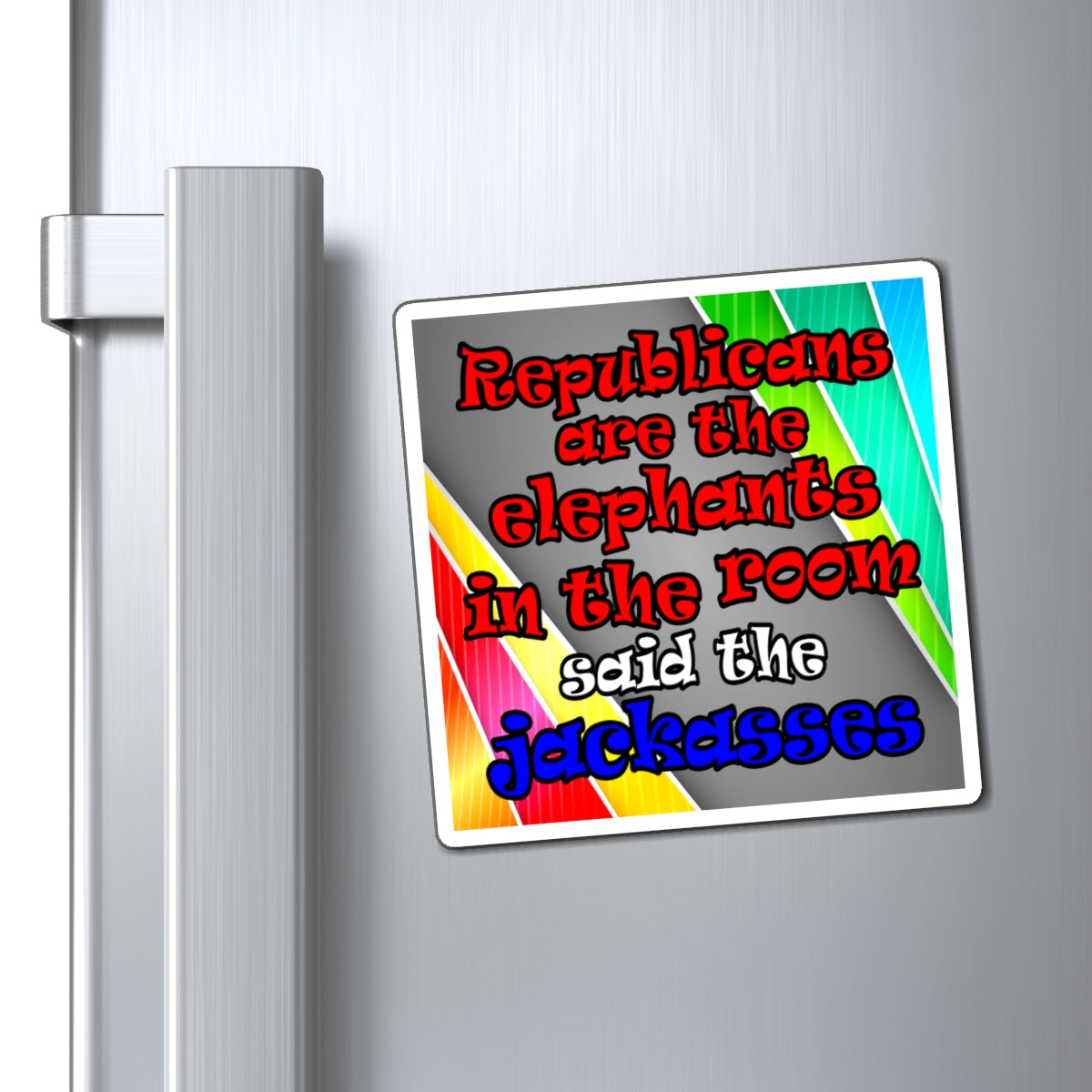 donkeys and elephants - Magnets - (rainbow split)