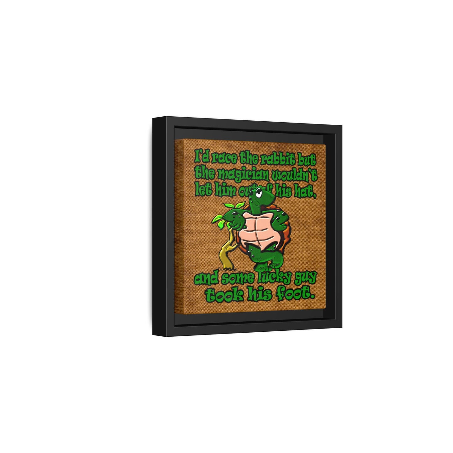 turtle race - framed canvas art (brown papyrus)