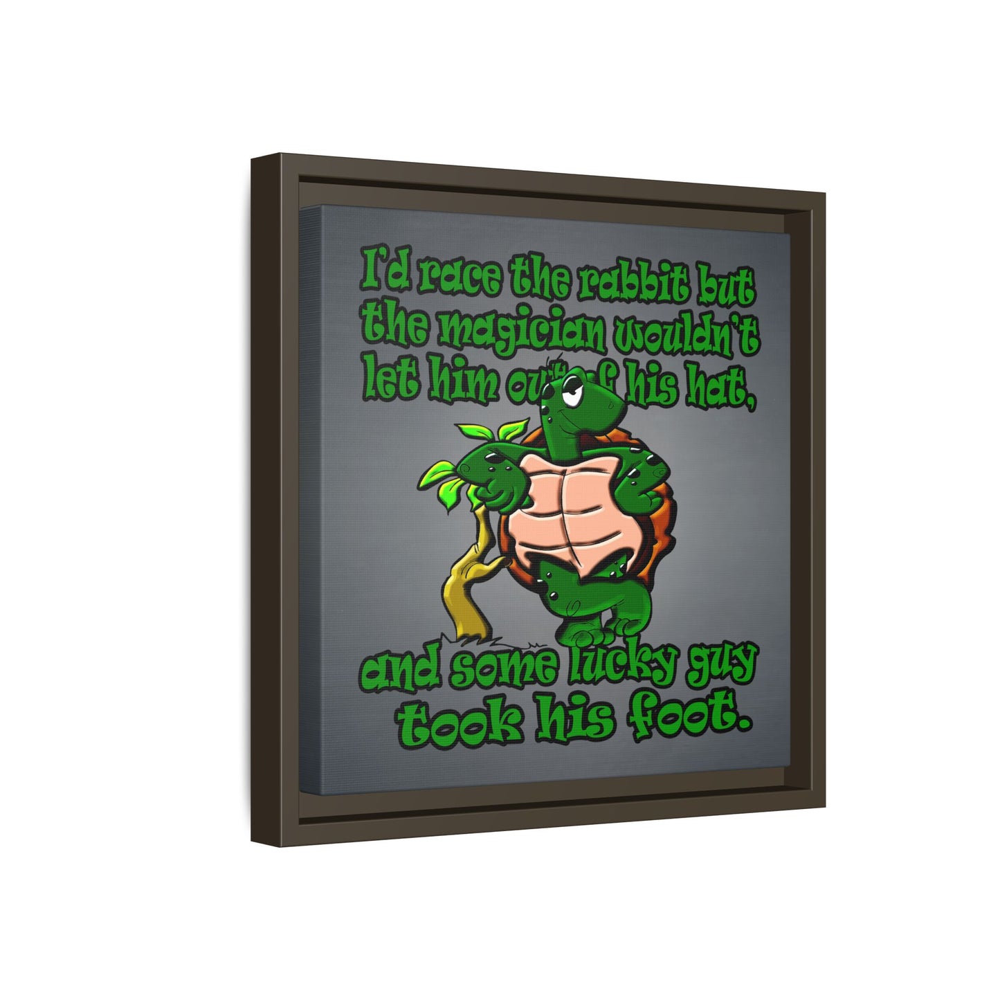 turtle race - framed canvas art (grey-light grey)