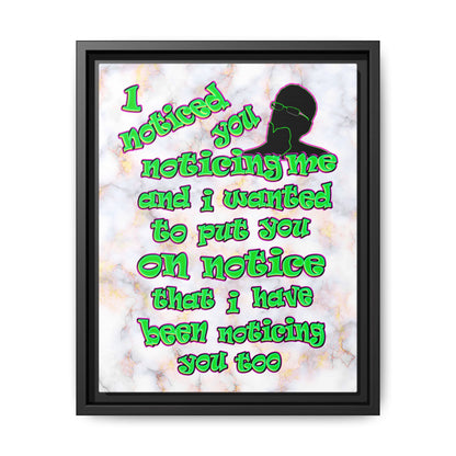 noticed you noticing - framed canvas art (white marble)