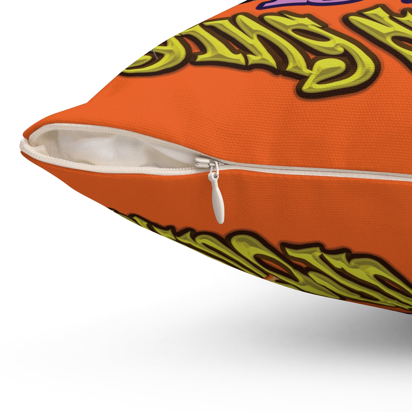 the bum's shit - Spun Polyester Square Pillow - (orange)