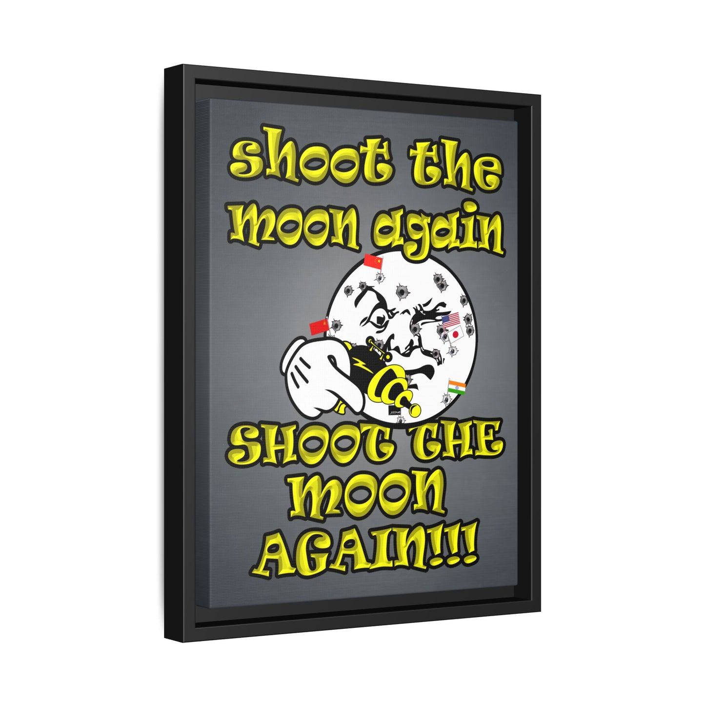 shoot the moon again - framed canvas art (grey-light grey)