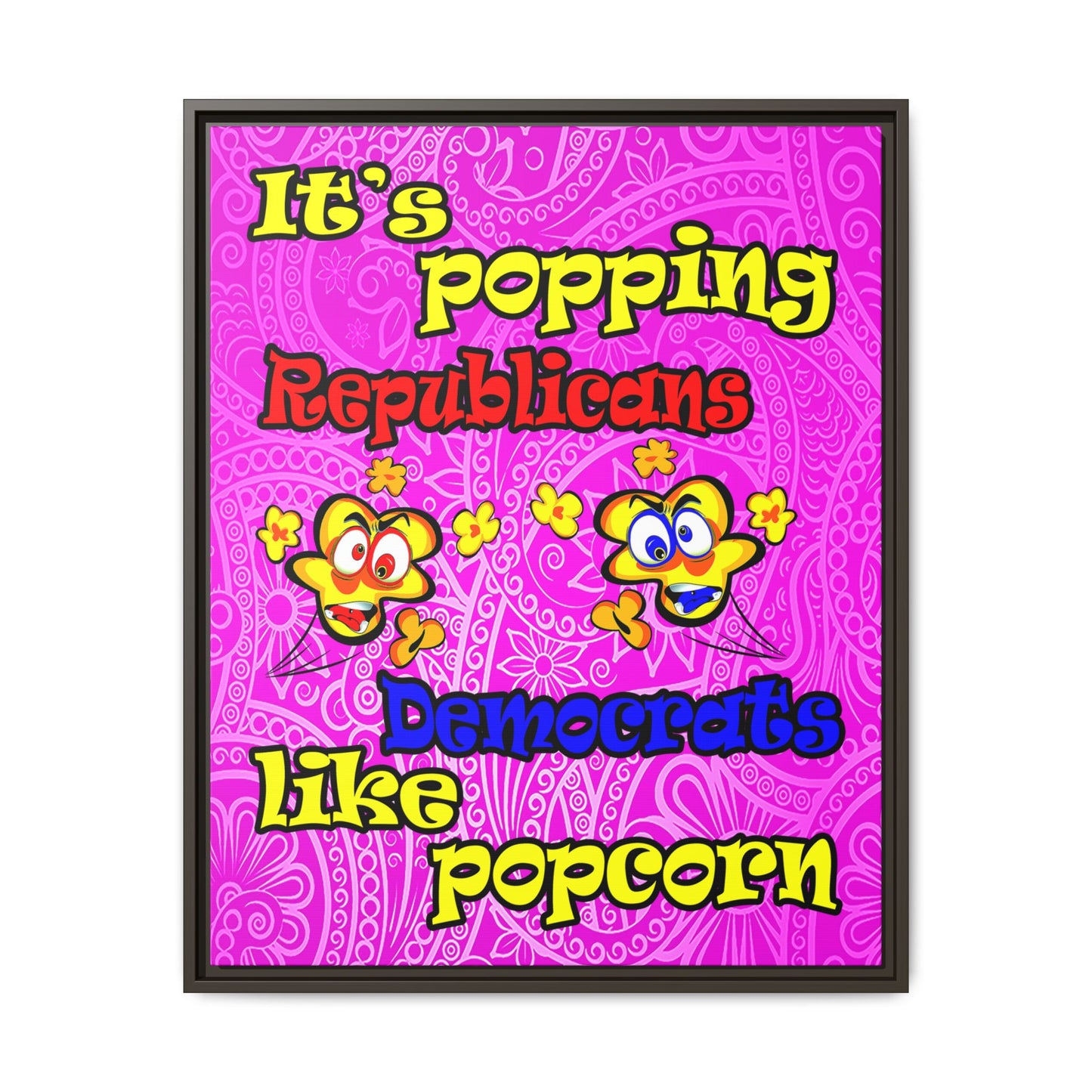 popping like popcorn - framed canvas art (pink swirl)