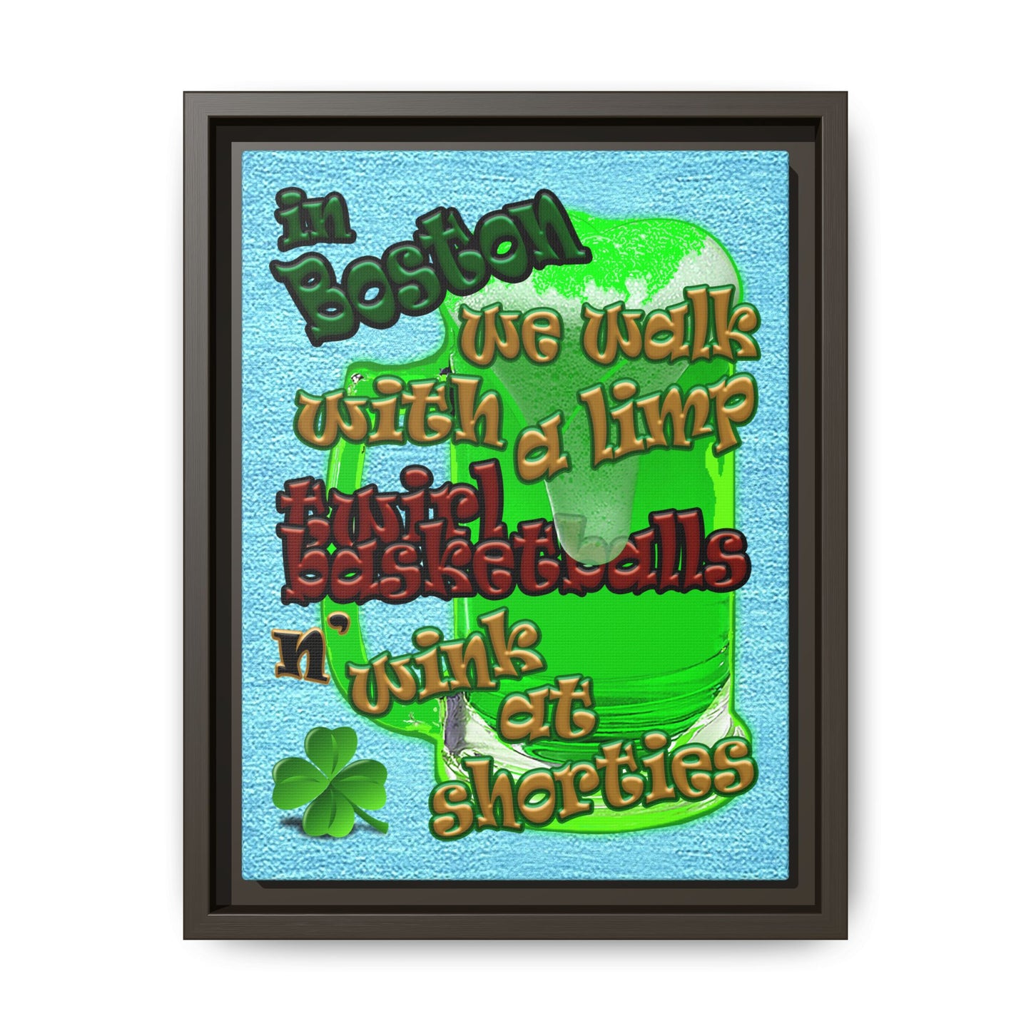 celtics logo - framed canvas art (faded blue)