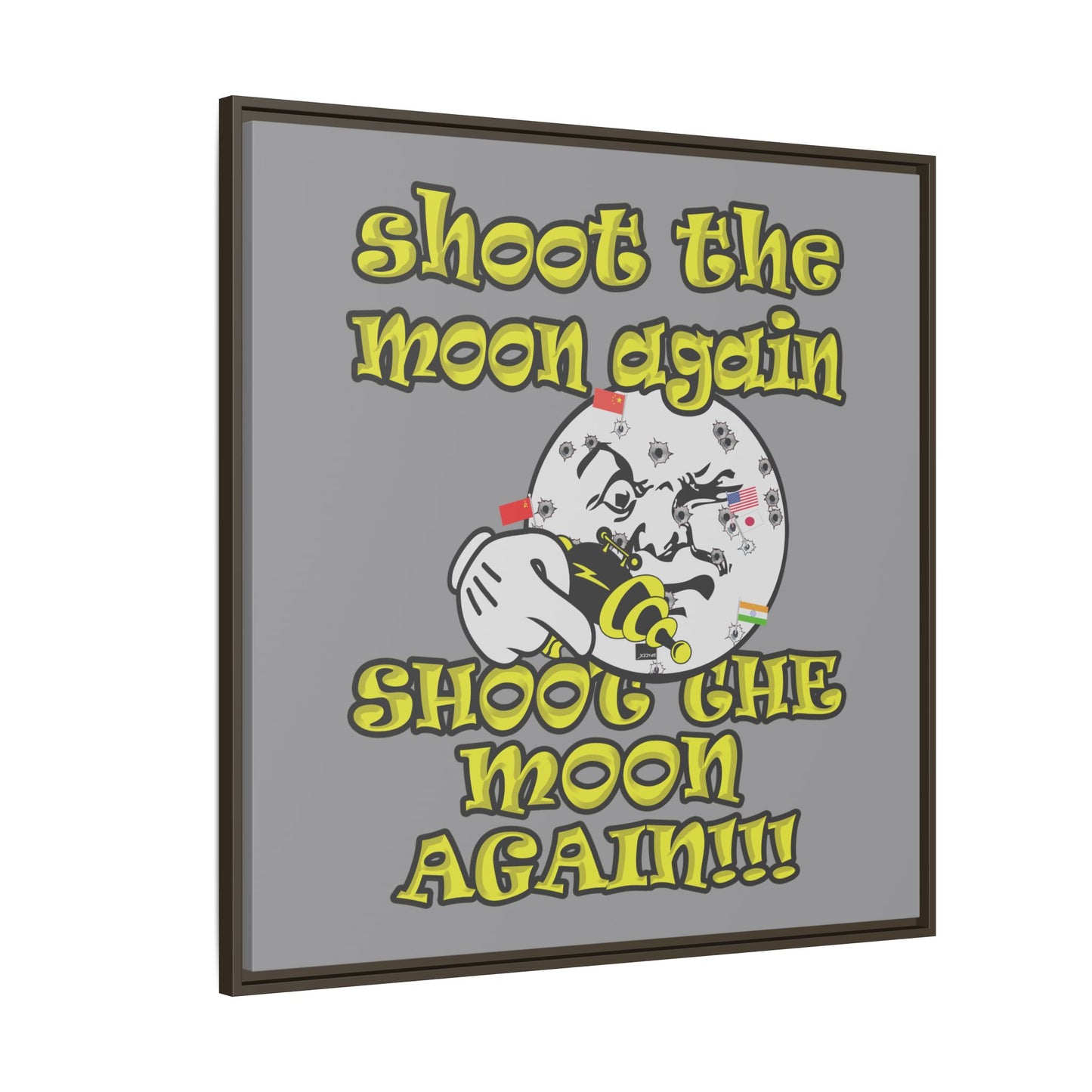 shoot the moon again - framed canvas art (grey)