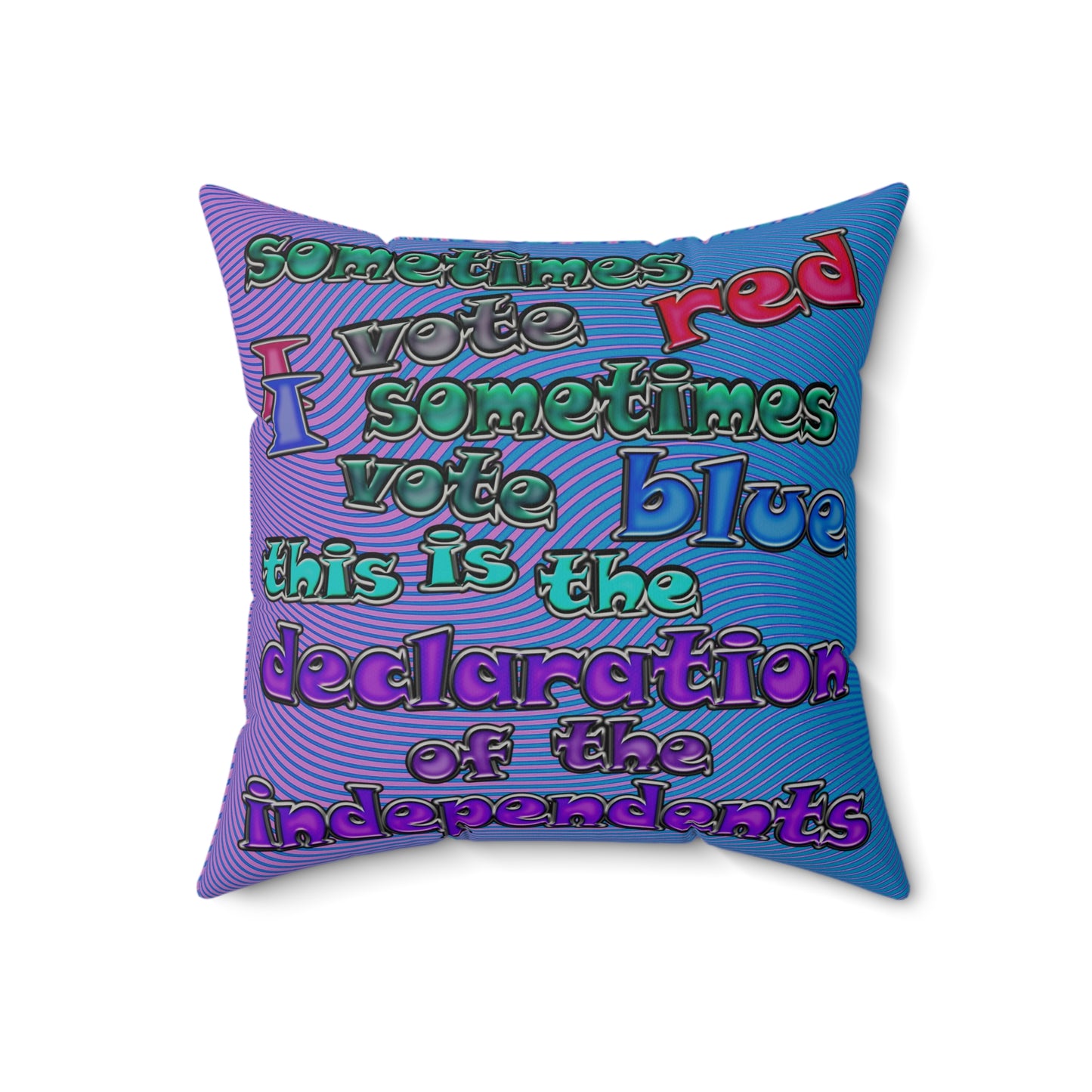 declaration of the independents - Faux Suede Square Pillow - (light blue-purple wave)