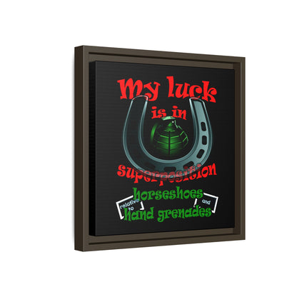 my luck - framed canvas art (black)