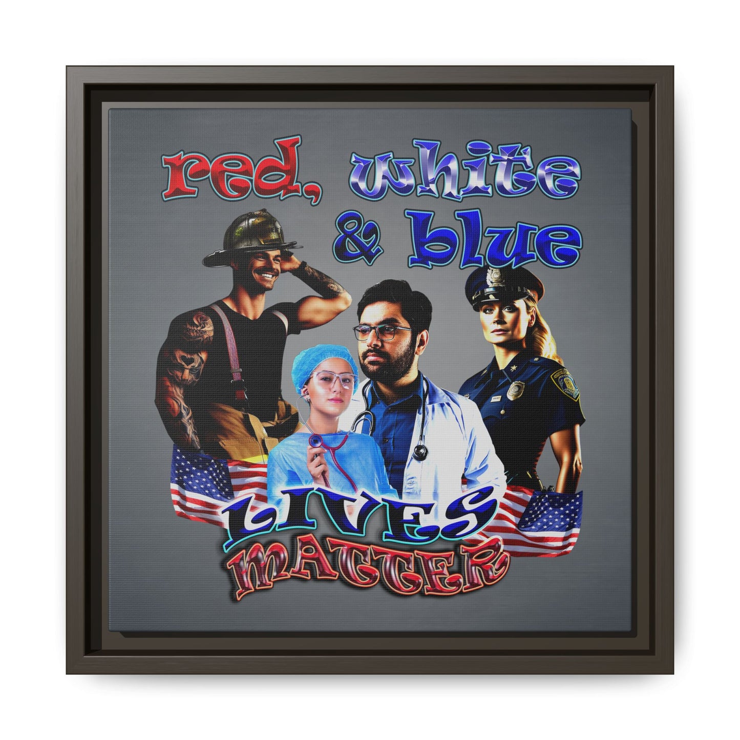 rw&b lives matter - framed canvas art (grey-light grey)