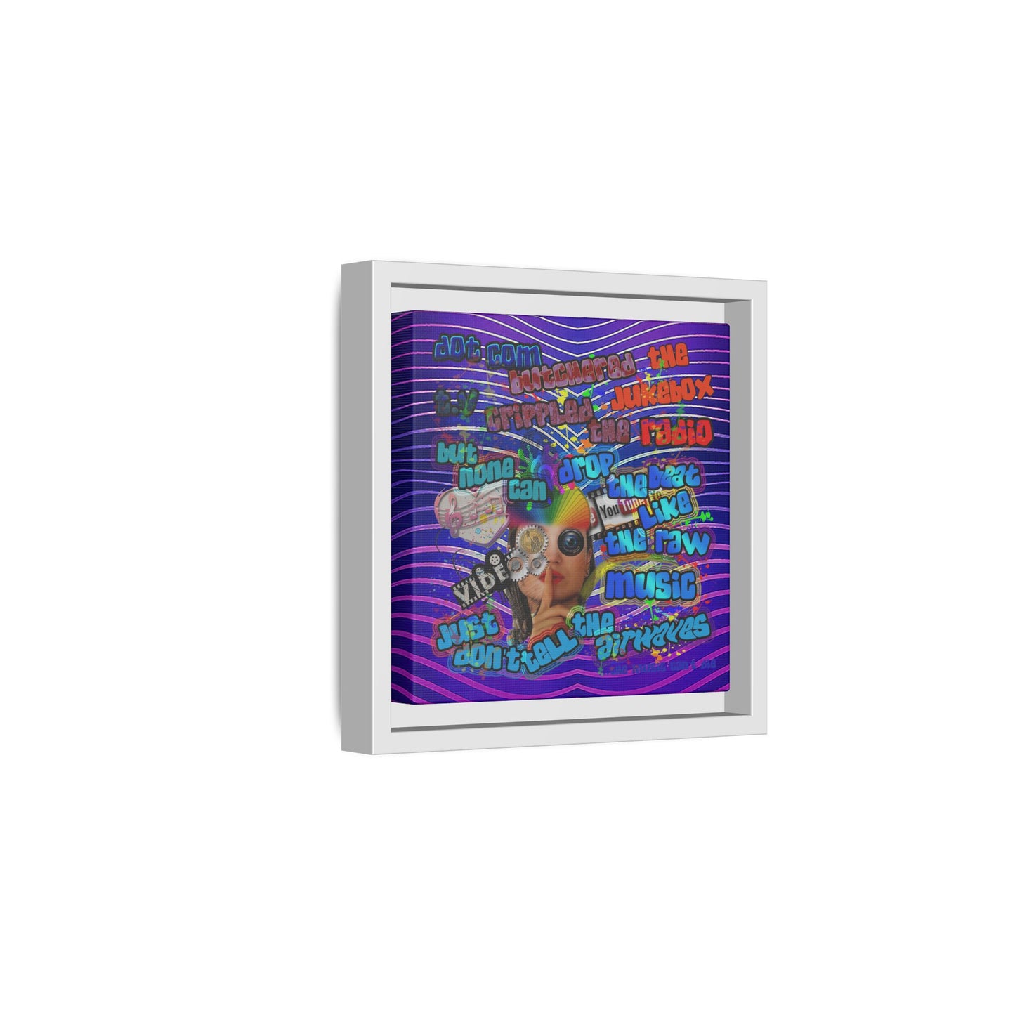 drop the beat - framed canvas art (purple wave)