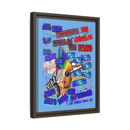 drop the beat - framed canvas art (light blue)
