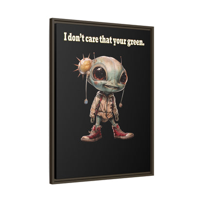 I don't care that your green - framed canvas art (black)