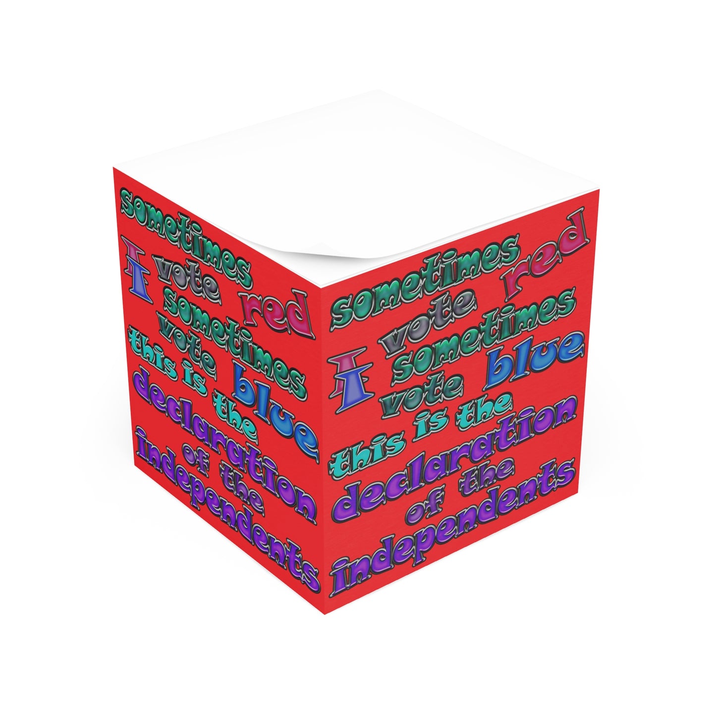 declaration of the independents - note cube (red)