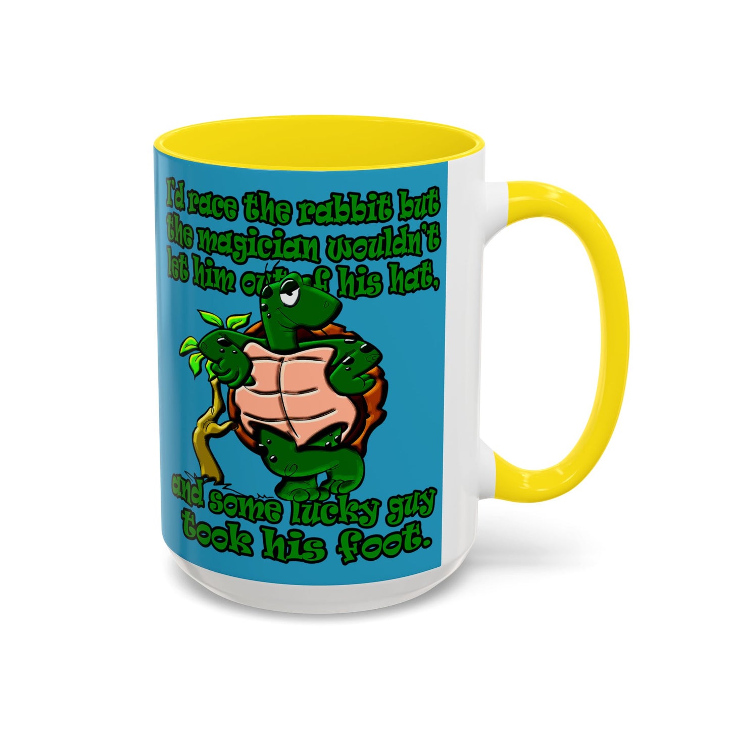 turtle race - Accent Mug (turquoise)