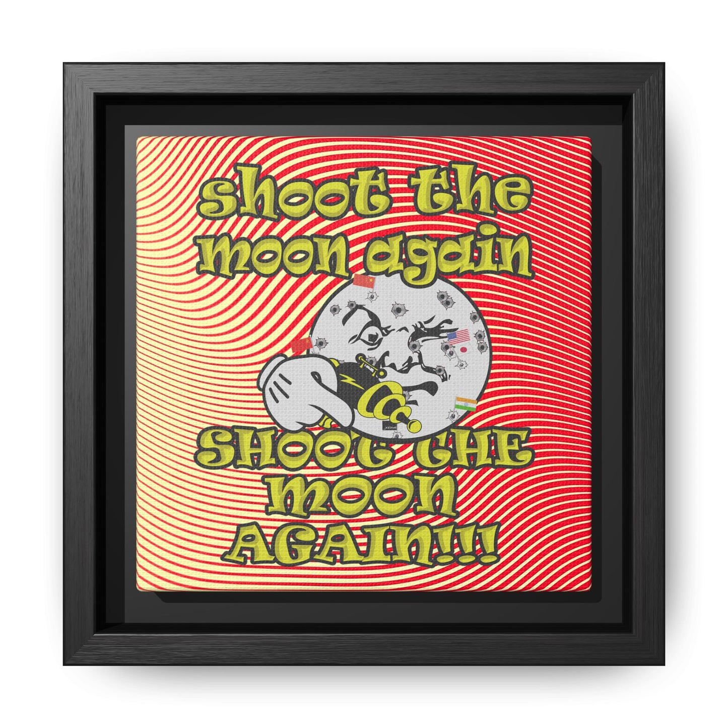 shoot the moon again - framed canvas art (yellow-orange wave)