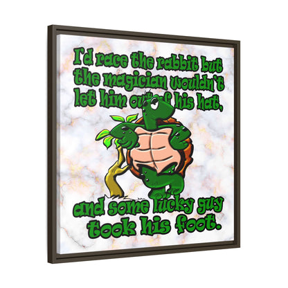 turtle race - framed canvas art (white marble)
