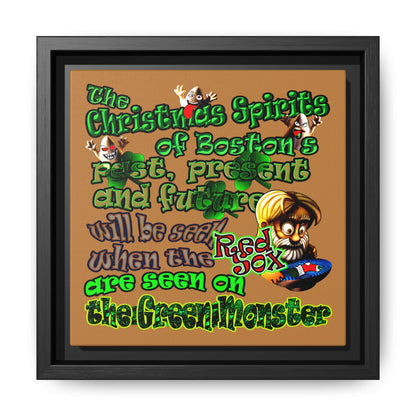 christmas spirits of boston - framed canvas art (light brown)
