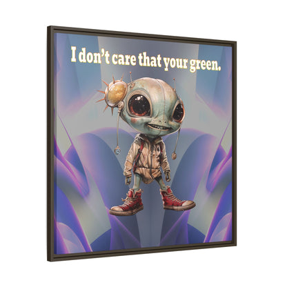 I don't care that your green - framed canvas art (grey-pink wave)