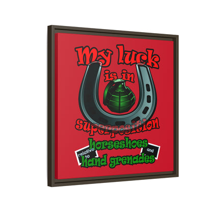 my luck - framed canvas art (dark red)