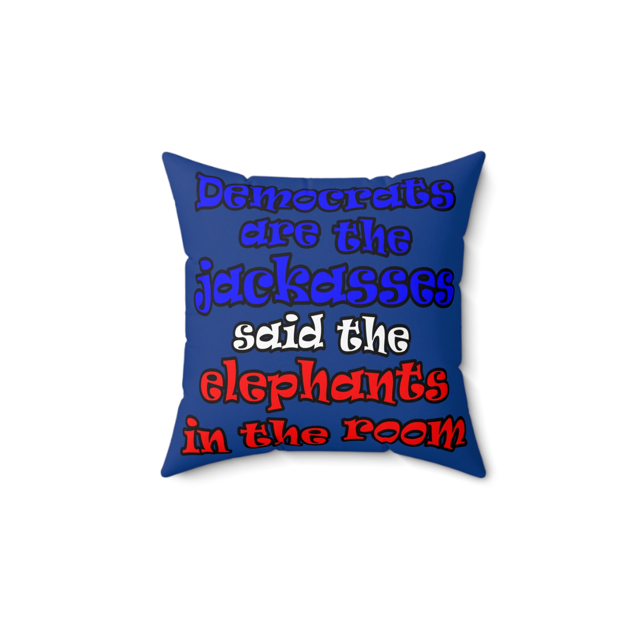 donkeys and elephants - Spun Polyester Square Pillow - (dark blue)