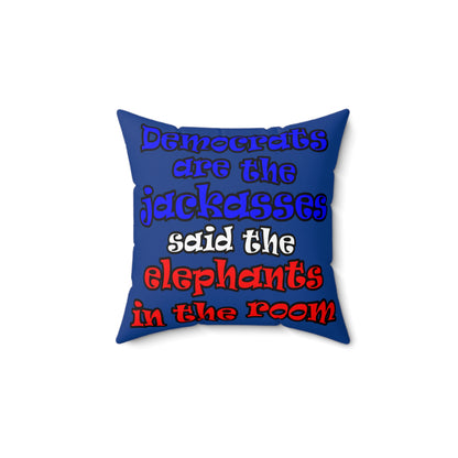 donkeys and elephants - Spun Polyester Square Pillow - (dark blue)