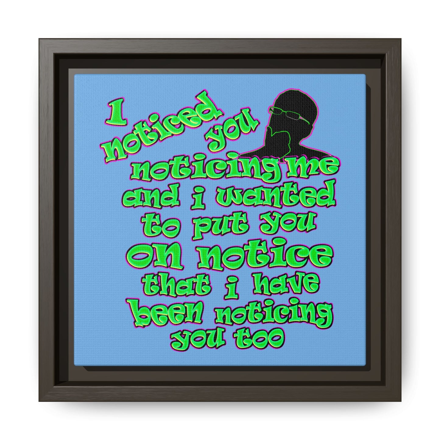 noticed you noticing - framed canvas art (light blue)