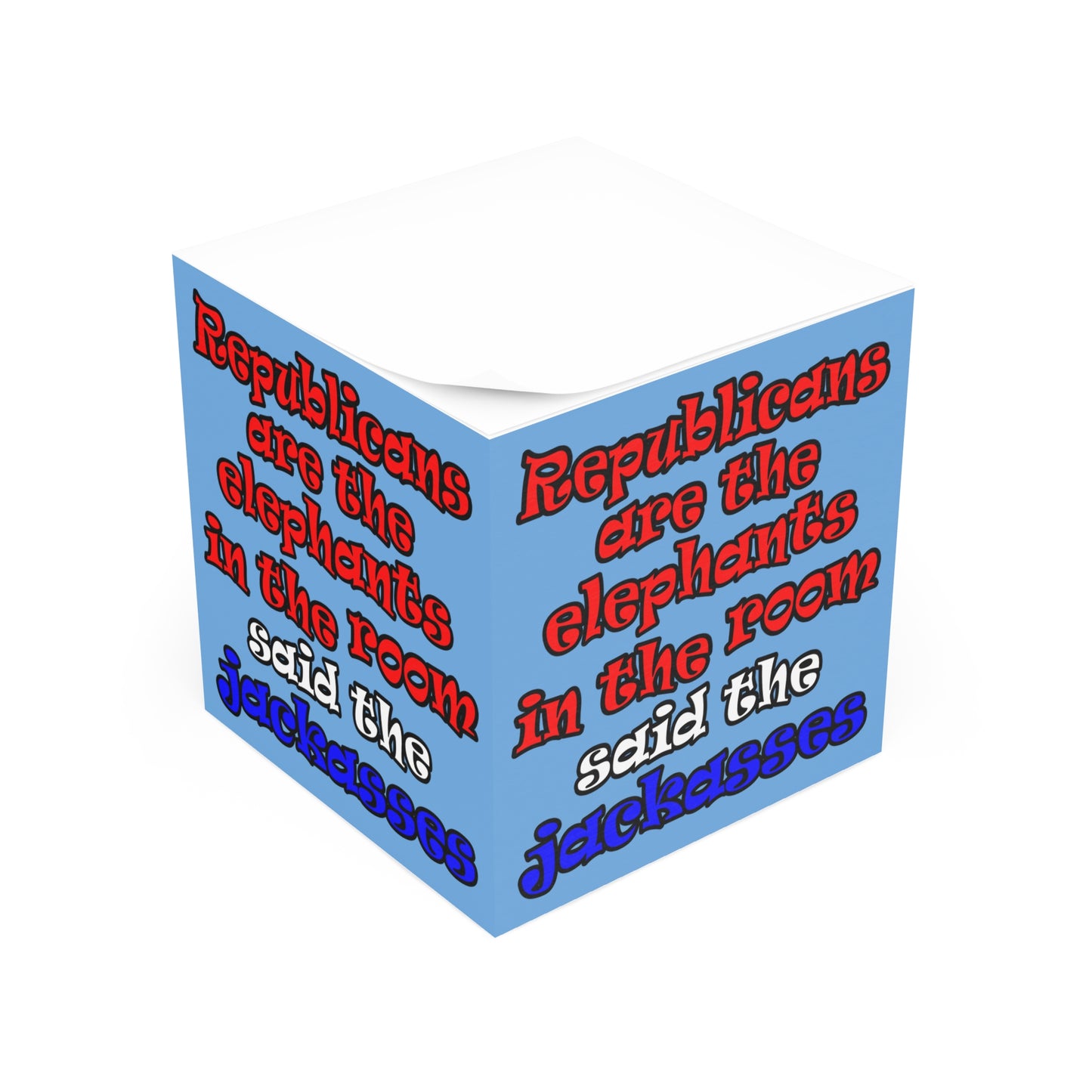 donkeys and elephants - note cube (light blue)