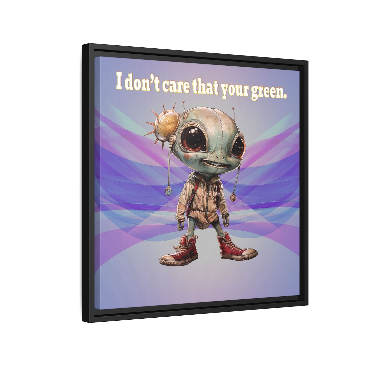 I don't care that your green - framed canvas art (light blue-pink wave)