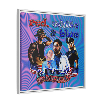 rw&b lives matter - framed canvas art (light blue-purple wave)