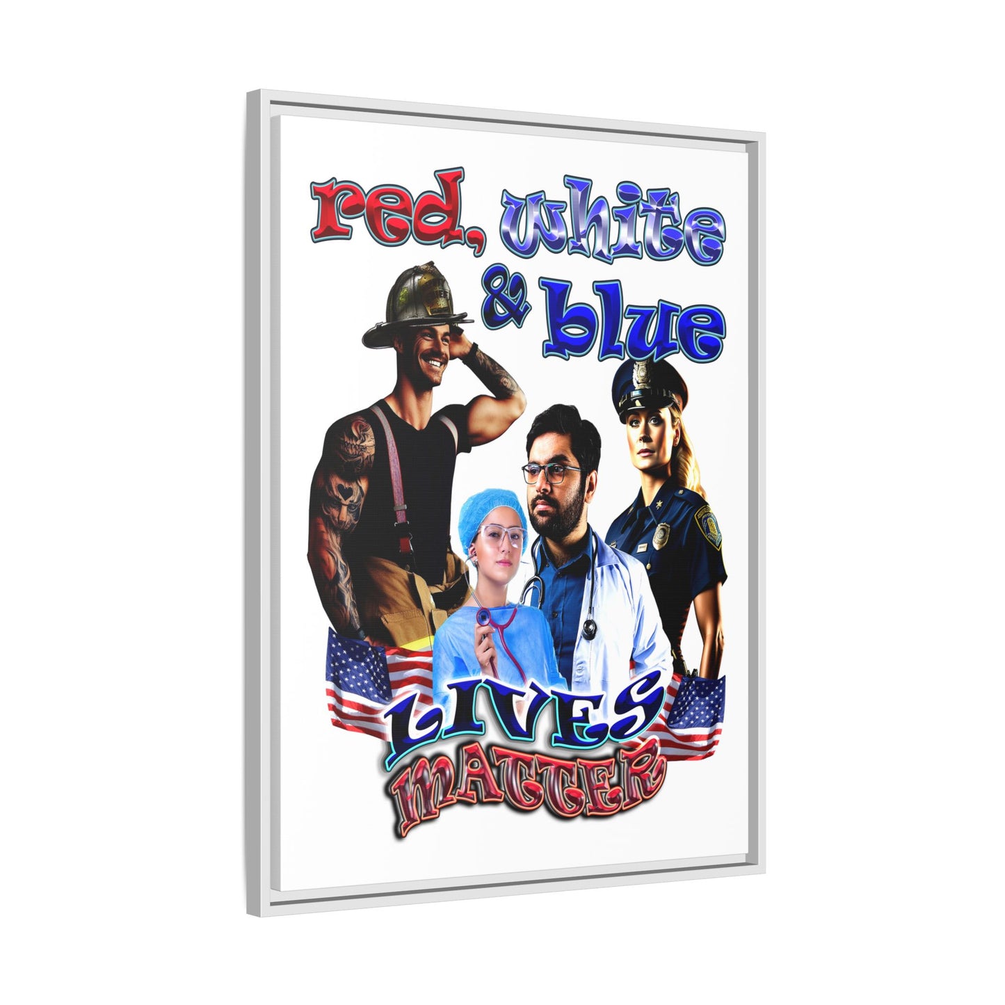 rw&b lives matter - framed canvas art (white)