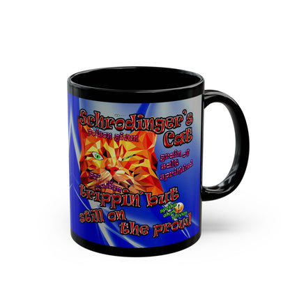 schrodinger's cat - Black Mug (blue-white wave)