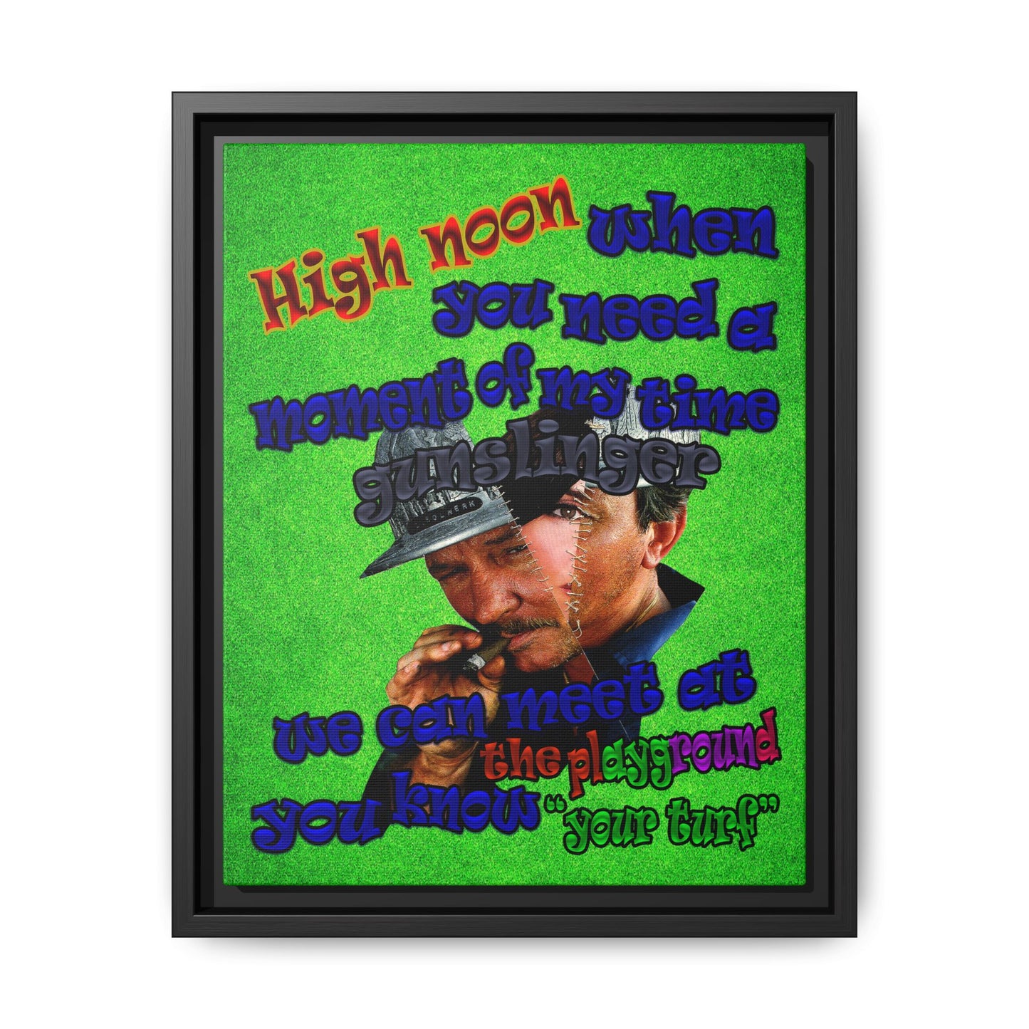 high noon - framed canvas art (green turf)