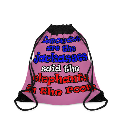 donkeys and elephants - Drawstring Bag (light pink)