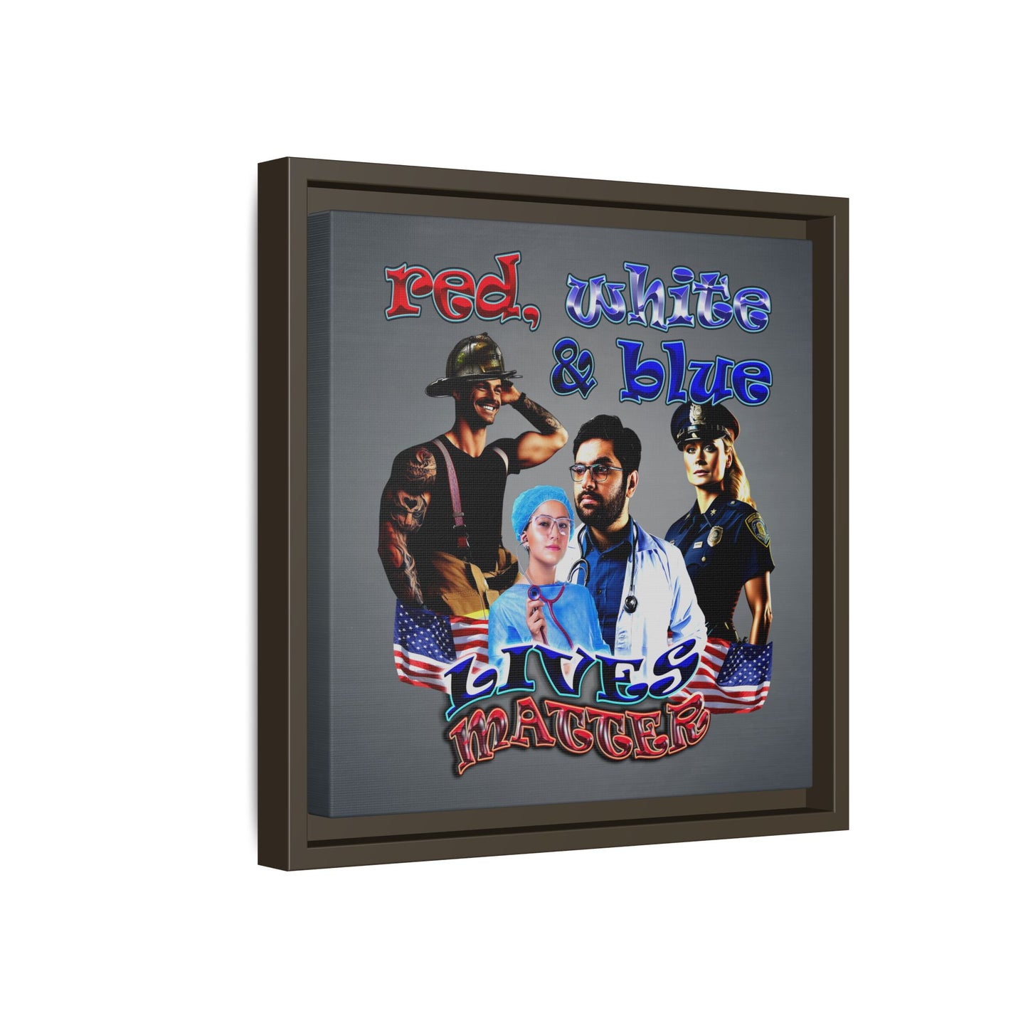 rw&b lives matter - framed canvas art (grey-light grey)
