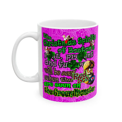 christmas spirits of boston - White Mug (pink swirl)