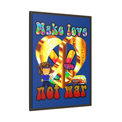 love peace - framed canvas art (dark blue)