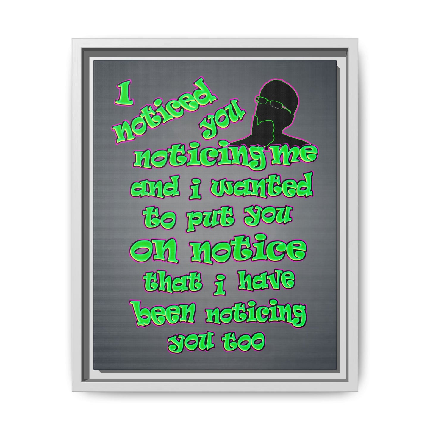 noticed you noticing - framed canvas art (grey-light grey)