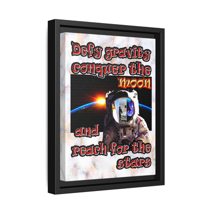 defy conquer reach - framed canvas art (white marble)