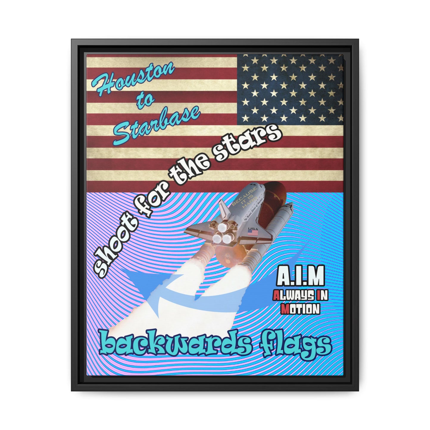 shoot for the stars - framed canvas art (light blue-purple wave)