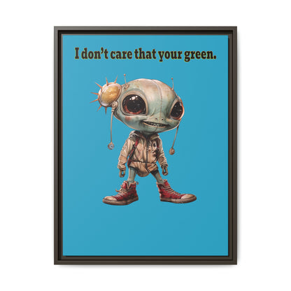 I don't care that your green - framed canvas art (turquoise)